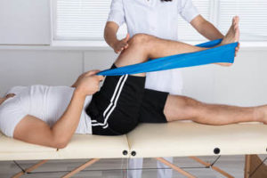 Physical therapy exercise with podiatry
